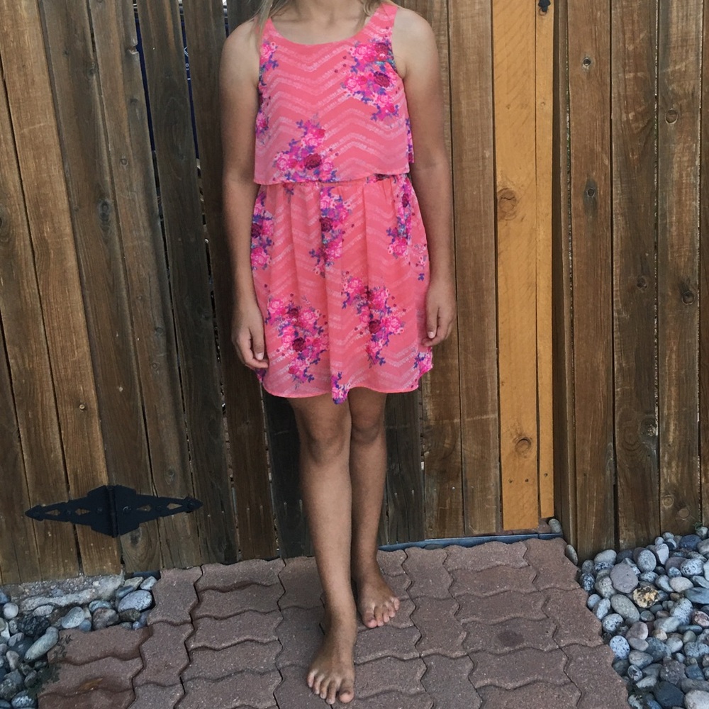 Pink floral mini dress
